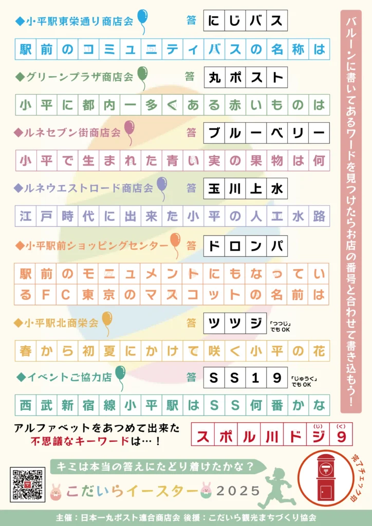 こだいらイースター2025解答